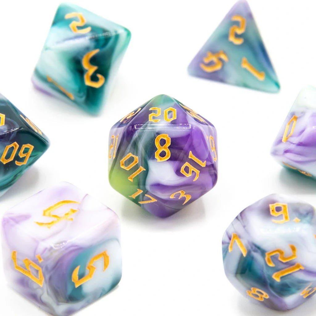 Mystic Tides | Acrylic Dice | 7 Piece Set - Tabletop Dominion - We Print Miniatures