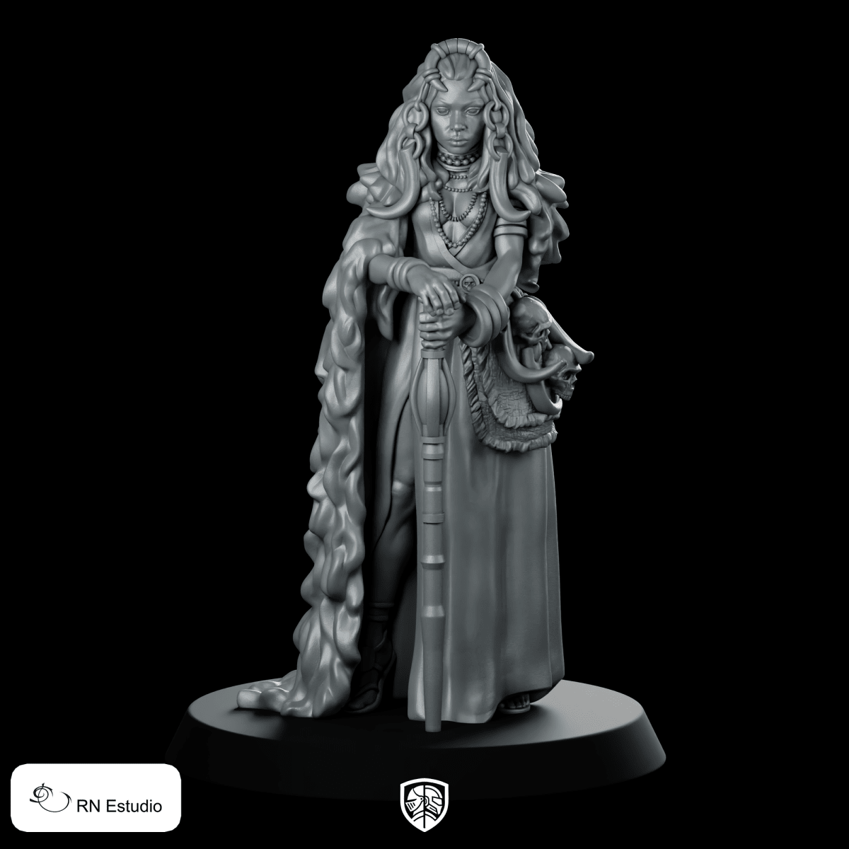 Nandi Druid Miniature Elegant Staff Heroine Fantasy - RN Estudio - We Print Miniatures