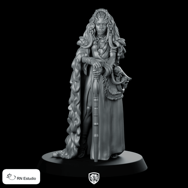 Nandi Druid Miniature Elegant Staff Heroine Fantasy - RN Estudio - We Print Miniatures