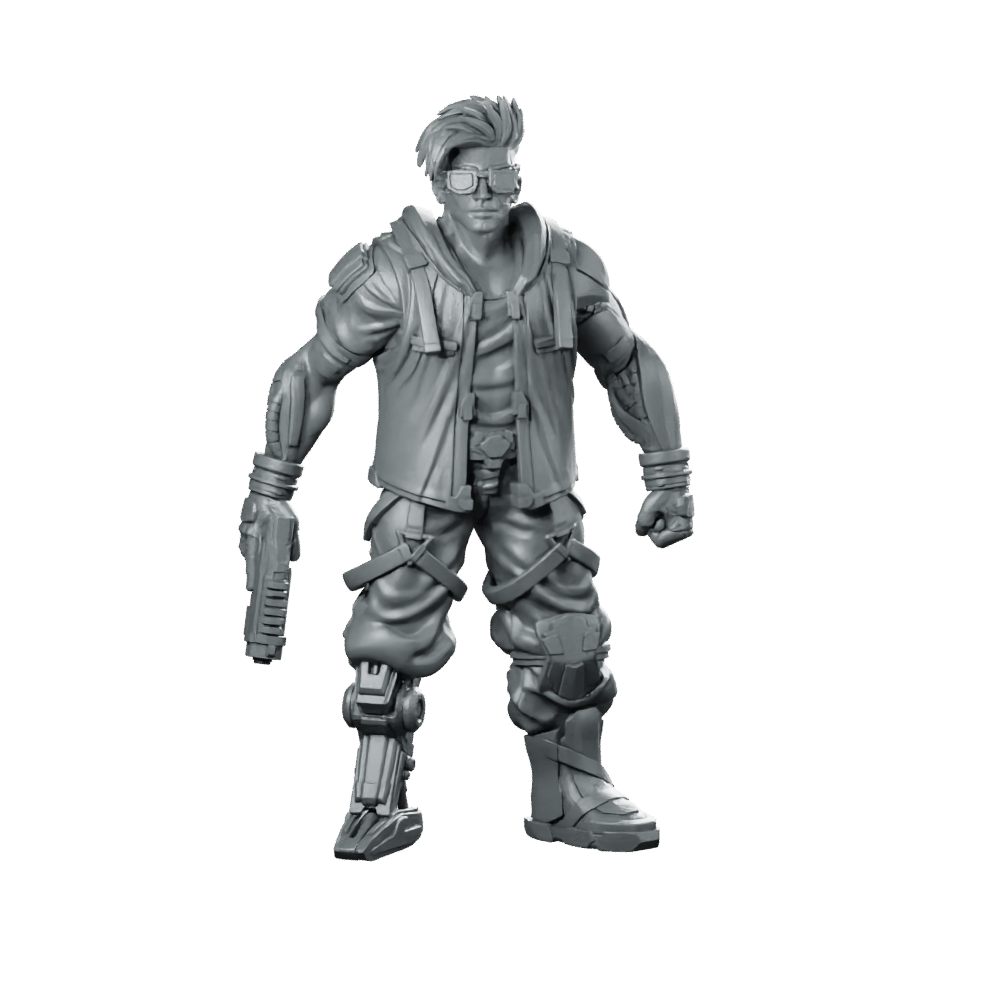 Nashville Cyberpunk Male Miniature Augmented Gunman Sci - Fi - Papsikels Miniatures - We Print Miniatures