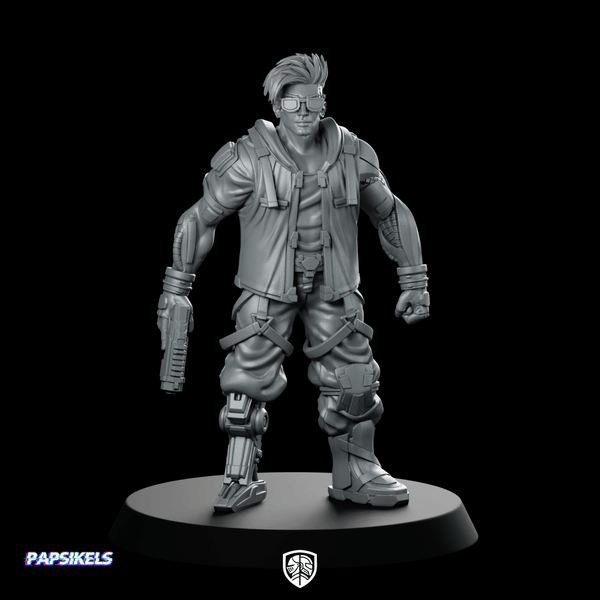 Nashville Cyberpunk Male Miniature Augmented Gunman Sci - Fi - Papsikels Miniatures - We Print Miniatures