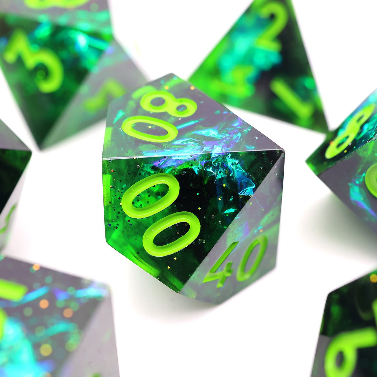 Necrotic Glimmer | Sharp Edge Dice | 7 Piece Set - Tabletop Dominion - We Print Miniatures