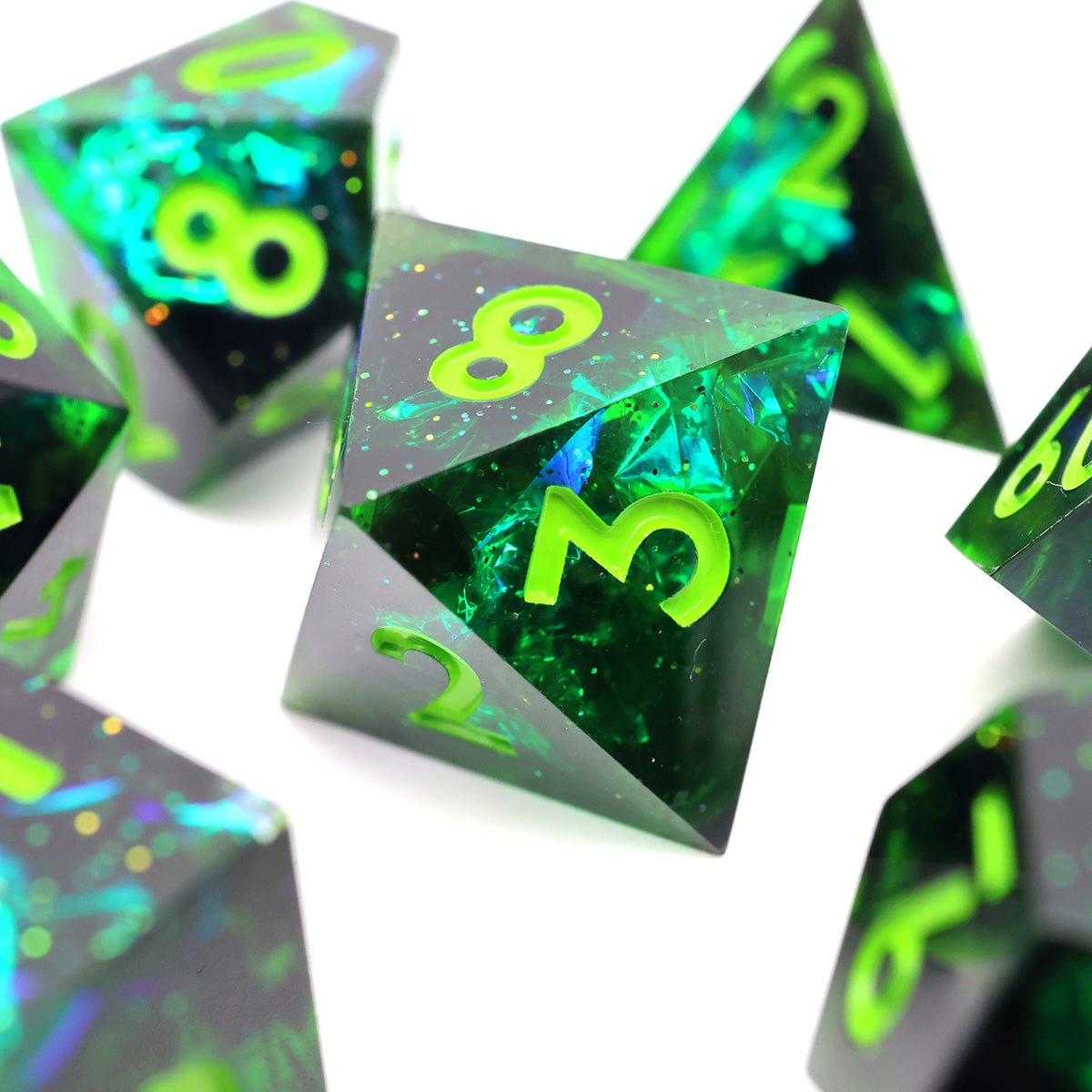 Necrotic Glimmer | Sharp Edge Dice | 7 Piece Set - Tabletop Dominion - We Print Miniatures