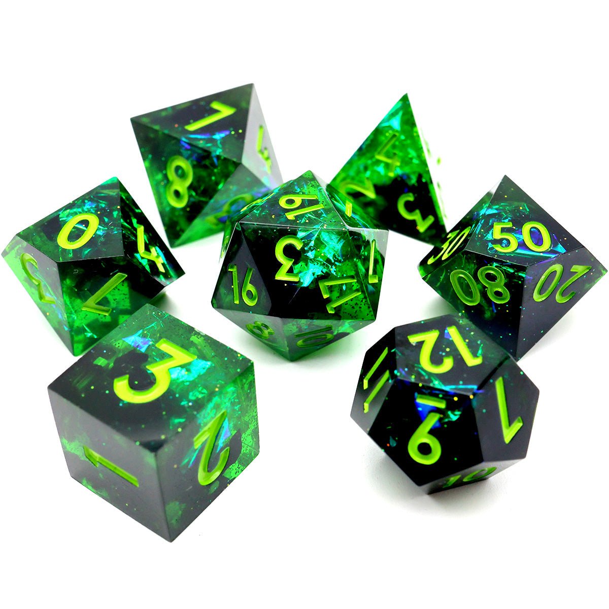 Necrotic Glimmer | Sharp Edge Dice | 7 Piece Set - Tabletop Dominion - We Print Miniatures
