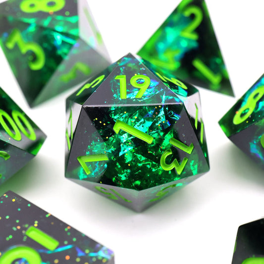 Necrotic Glimmer | Sharp Edge Dice | 7 Piece Set - Tabletop Dominion - We Print Miniatures