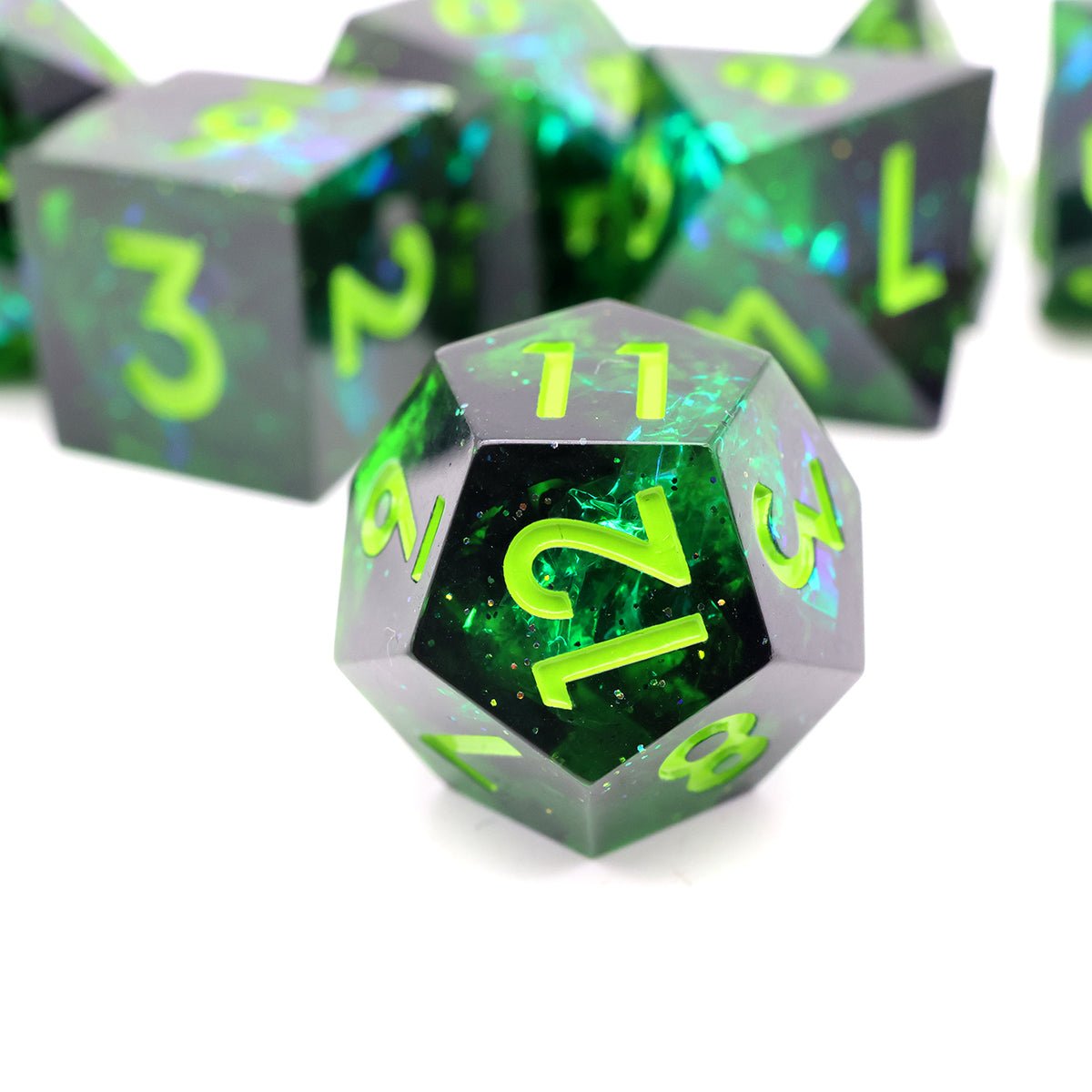 Necrotic Glimmer | Sharp Edge Dice | 7 Piece Set - Tabletop Dominion - We Print Miniatures