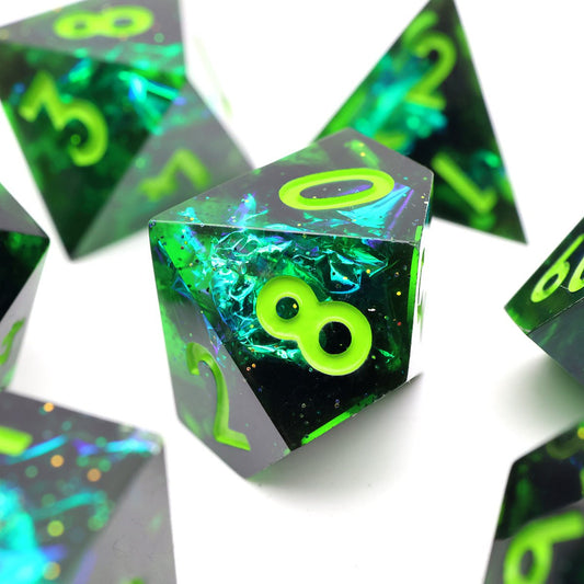Necrotic Glimmer | Sharp Edge Dice | 7 Piece Set - Tabletop Dominion - We Print Miniatures