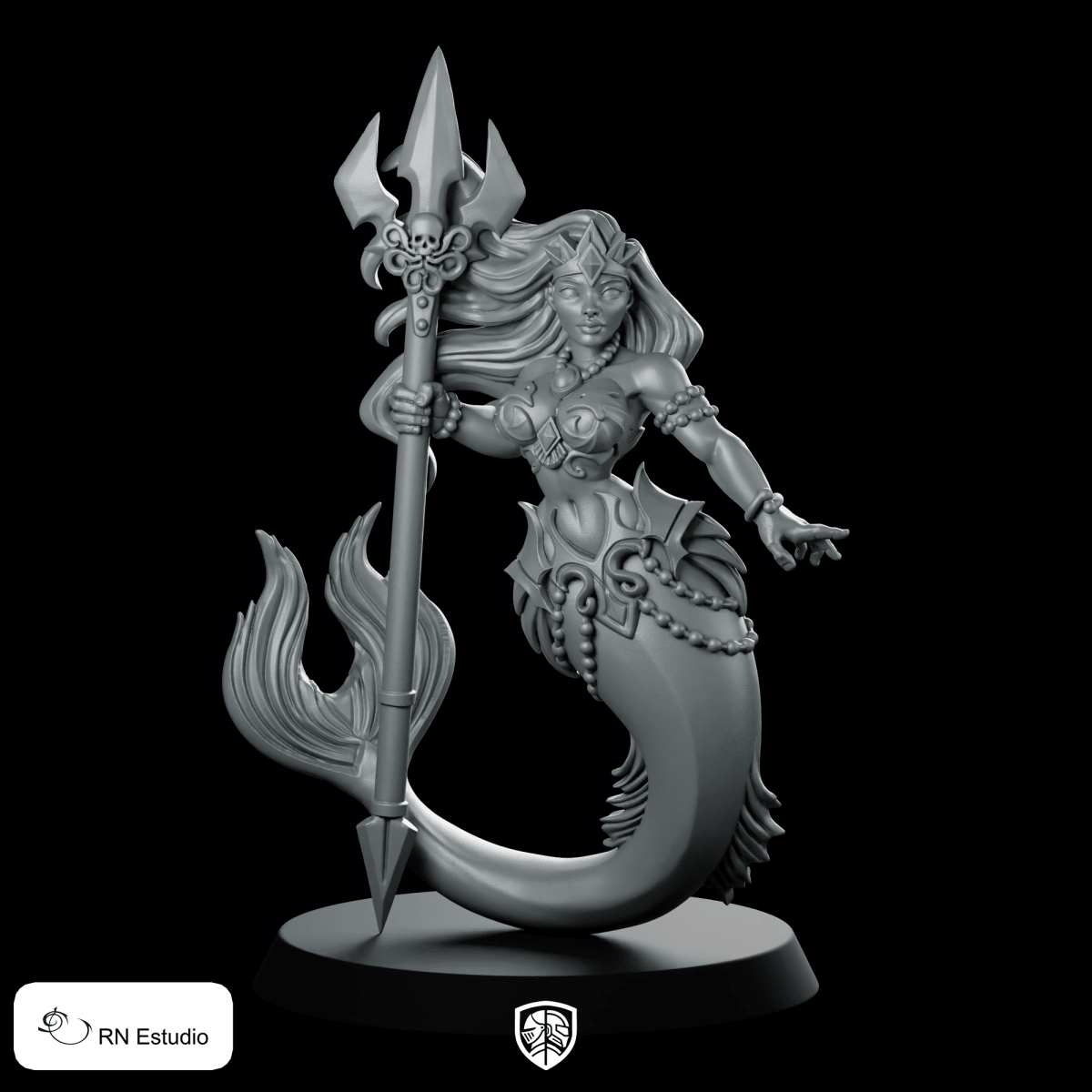 Neredia Miniature Mermaid Sea Siren Trident Hero - RN Estudio - We Print Miniatures