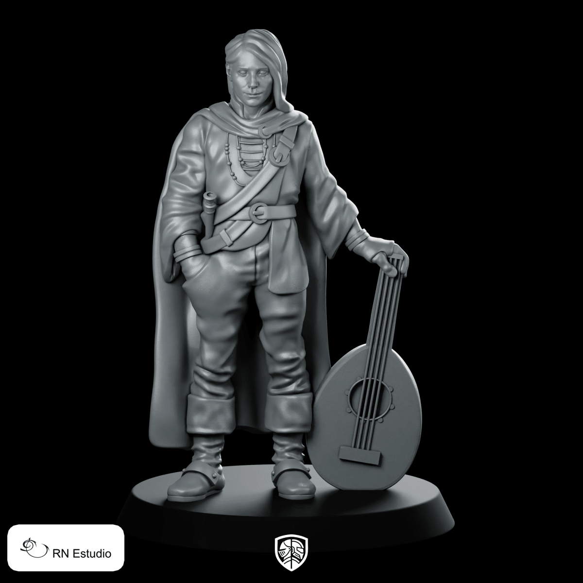 Neville Bard Miniature Fantasy Musician RPG Hero - RN Estudio - We Print Miniatures