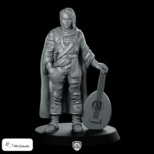 Neville Bard Miniature Fantasy Musician RPG Hero - RN Estudio - We Print Miniatures