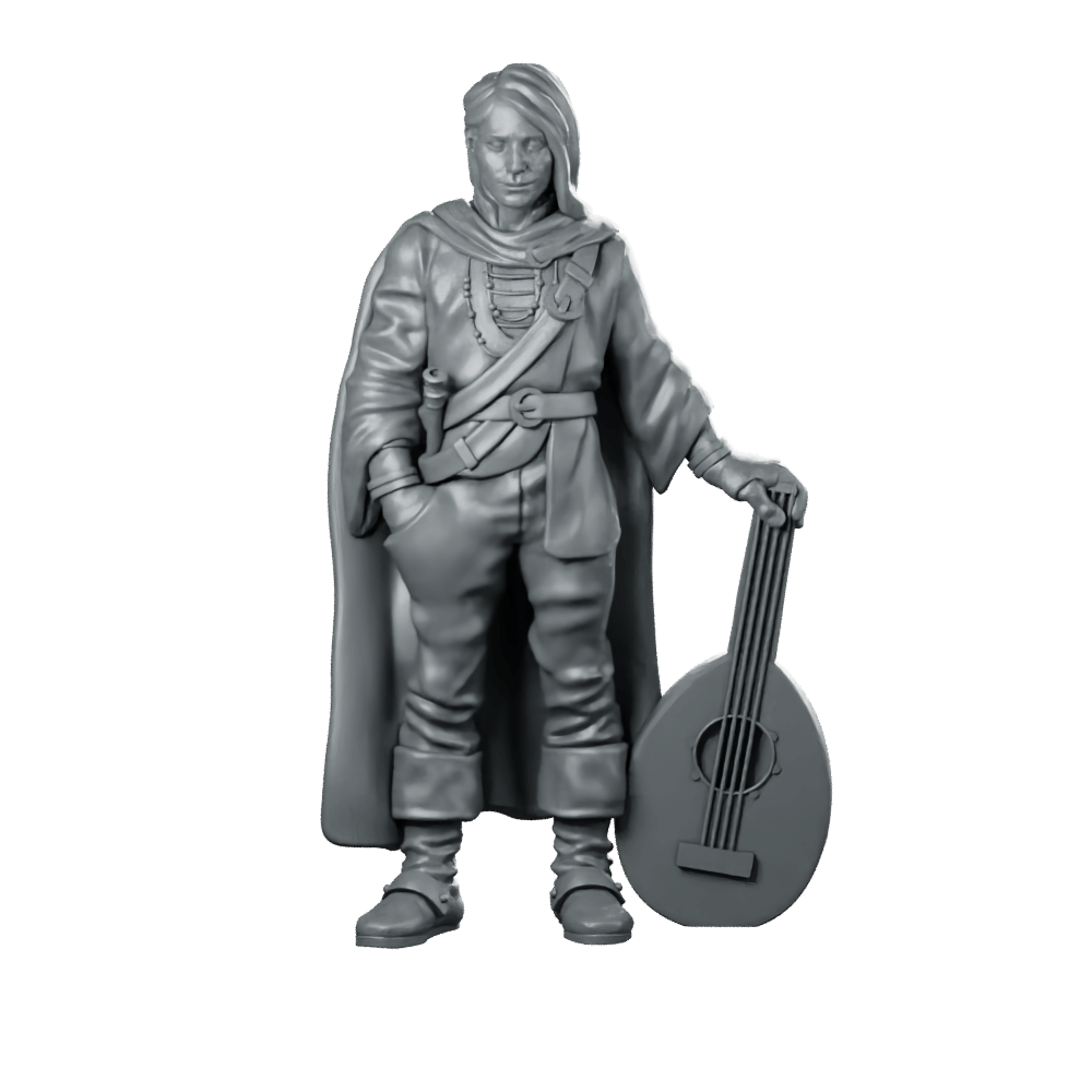 Neville Bard Miniature Fantasy Musician RPG Hero - RN Estudio - We Print Miniatures