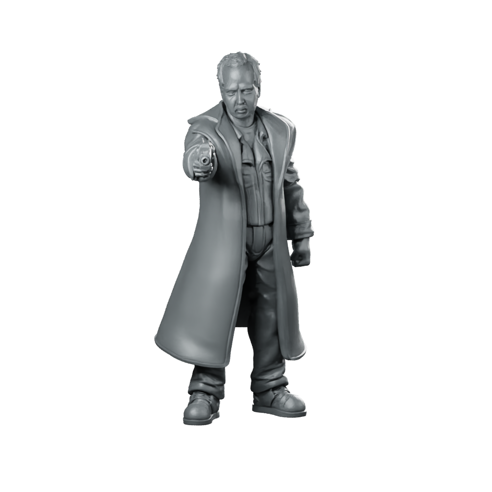 Nexus 6 Rogue Replicant Leader Miniature Cyberpunk Revolver Miniature 360 Spin 01