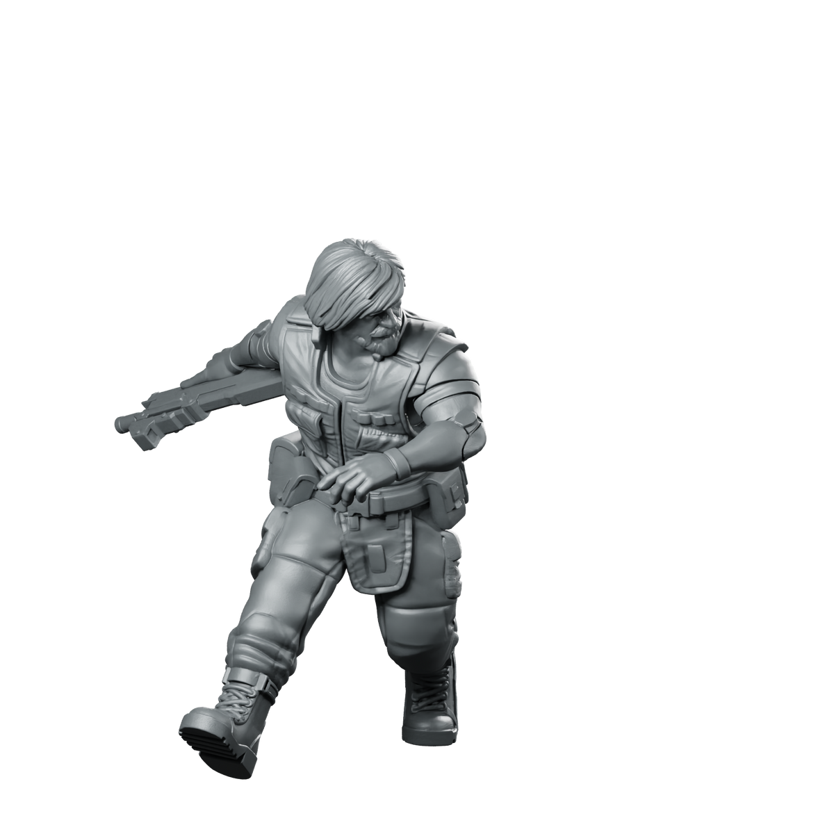 Nishimura V2 Miniature Female Mercenary Soldier Combat Miniature 360 Spin 01