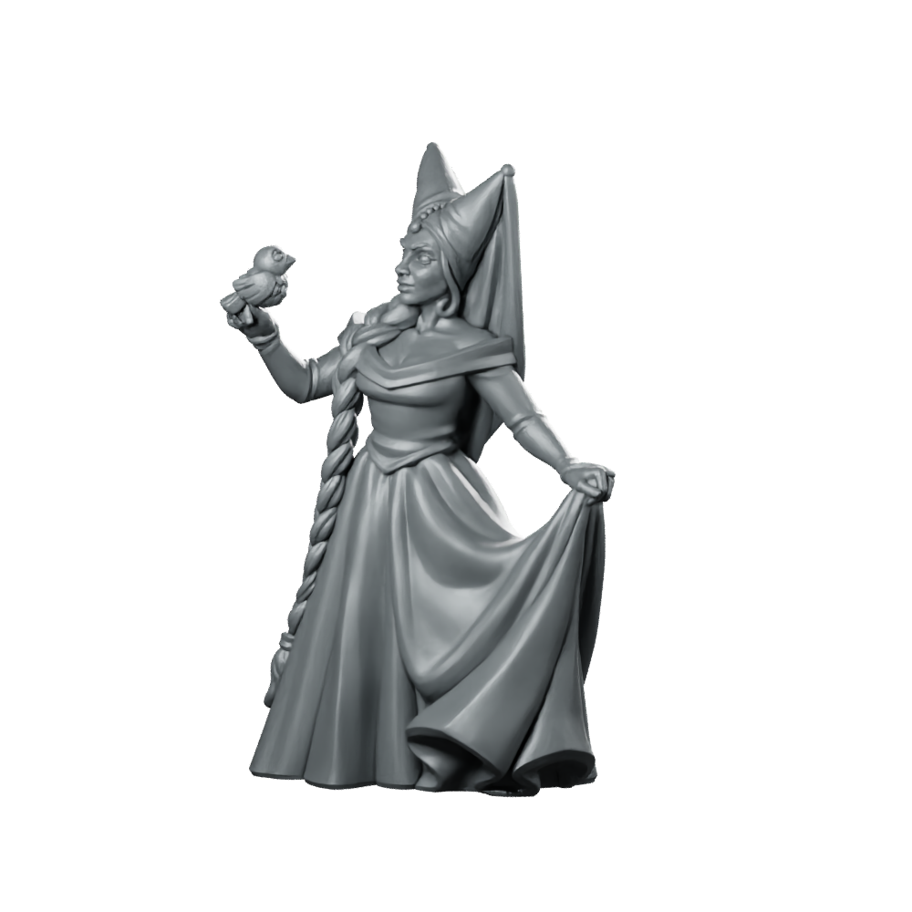 Noble Lady Fantasy Miniature Royal Court NPC Miniature 360 Spin 01
