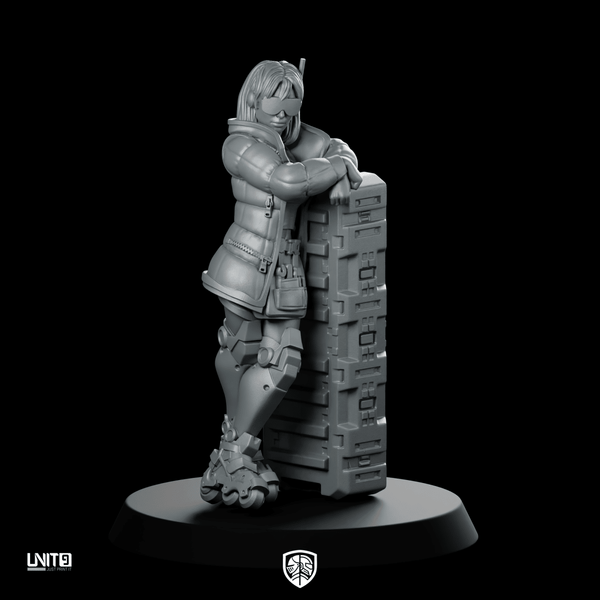 Noir 01 Cyberpunk Miniature Relaxed Operative Crates - Unit9 - We Print Miniatures
