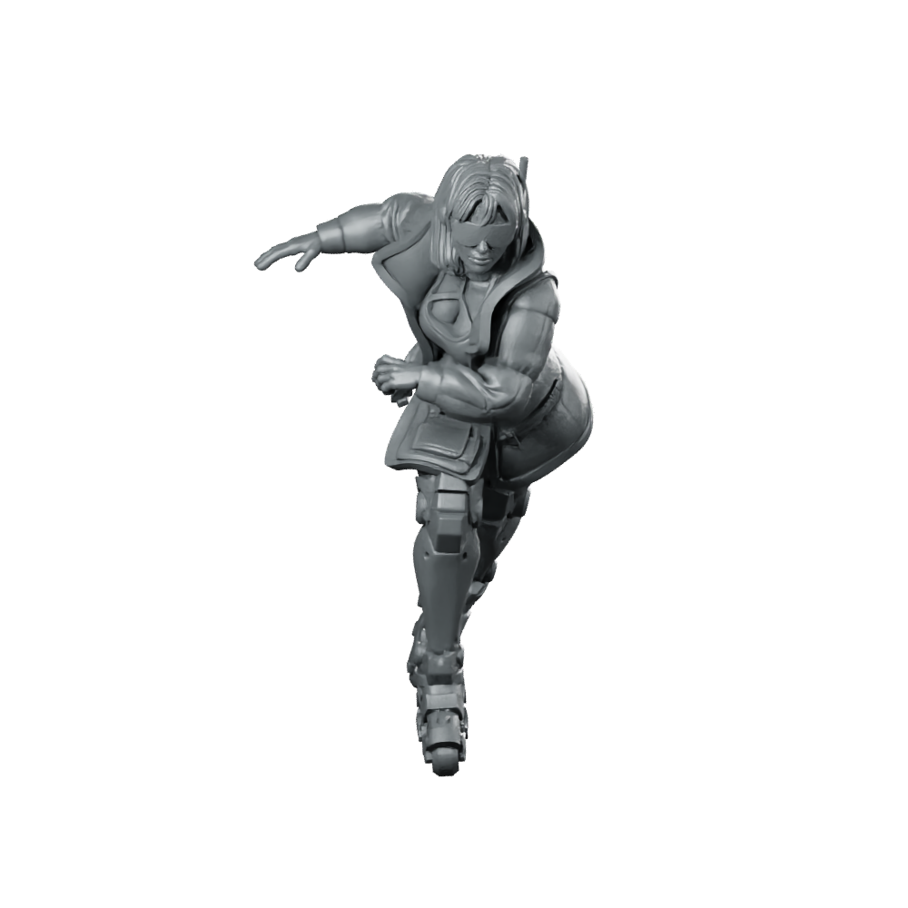 Noir 02 Cyberpunk Miniature Female Tactical Operative Miniature 360 Spin 01