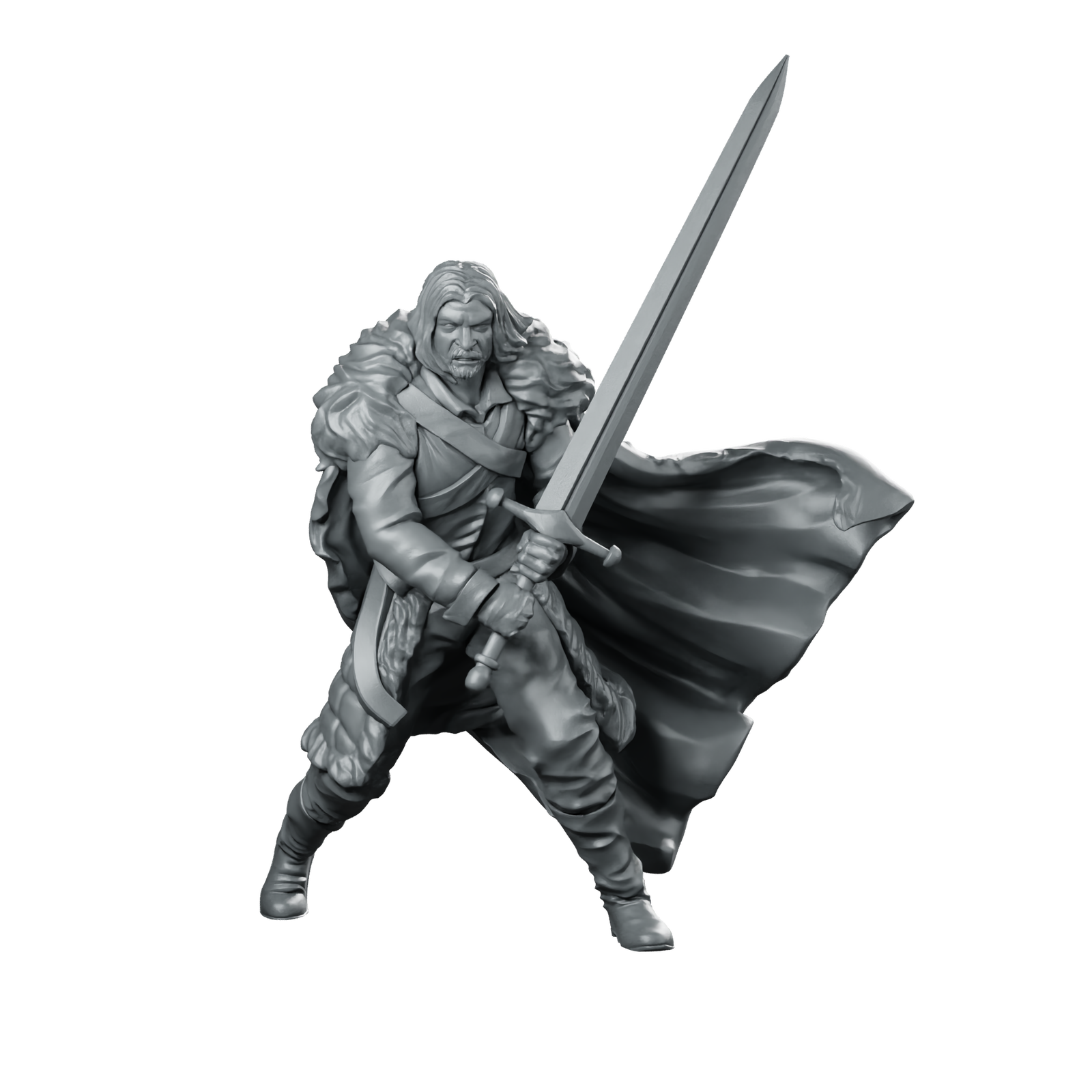 Norric Greatsword Miniature Cloaked Swordsman Warrior Fighter Miniature 360 Spin 01