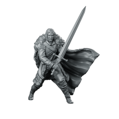 Norric Greatsword Miniature Cloaked Swordsman Warrior Fighter Miniature 360 Spin 01