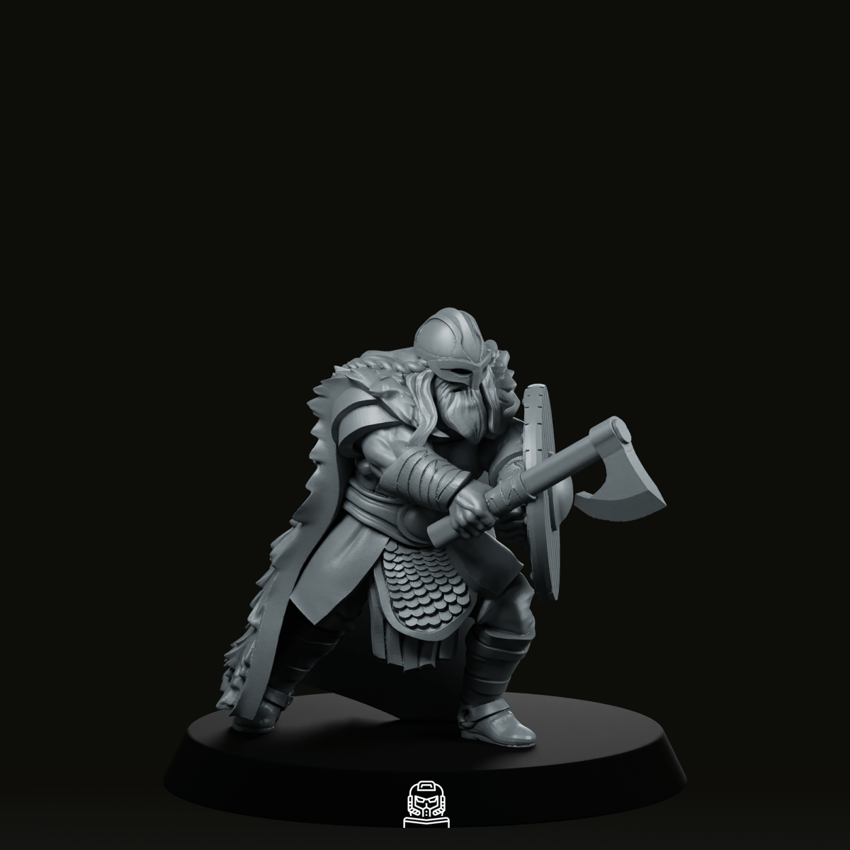 Norse Warrior Axe 1 Miniature - Across The Realms - We Print Miniatures