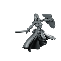 Novice Miniature Battle Nun Sword Shield Miniature 360 Spin 01