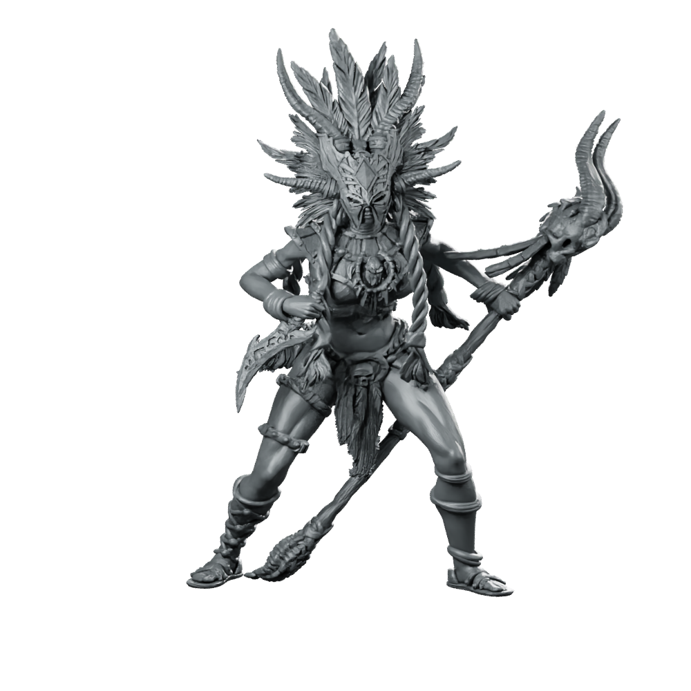 Nyssira 32Mm Miniature Tribal Shaman Huntress Miniature 360 Spin 01