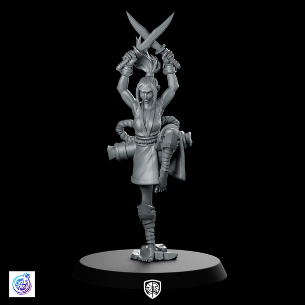 Obsidian Ghost Miniature Fantasy Spectral Warrior Dual-Swords