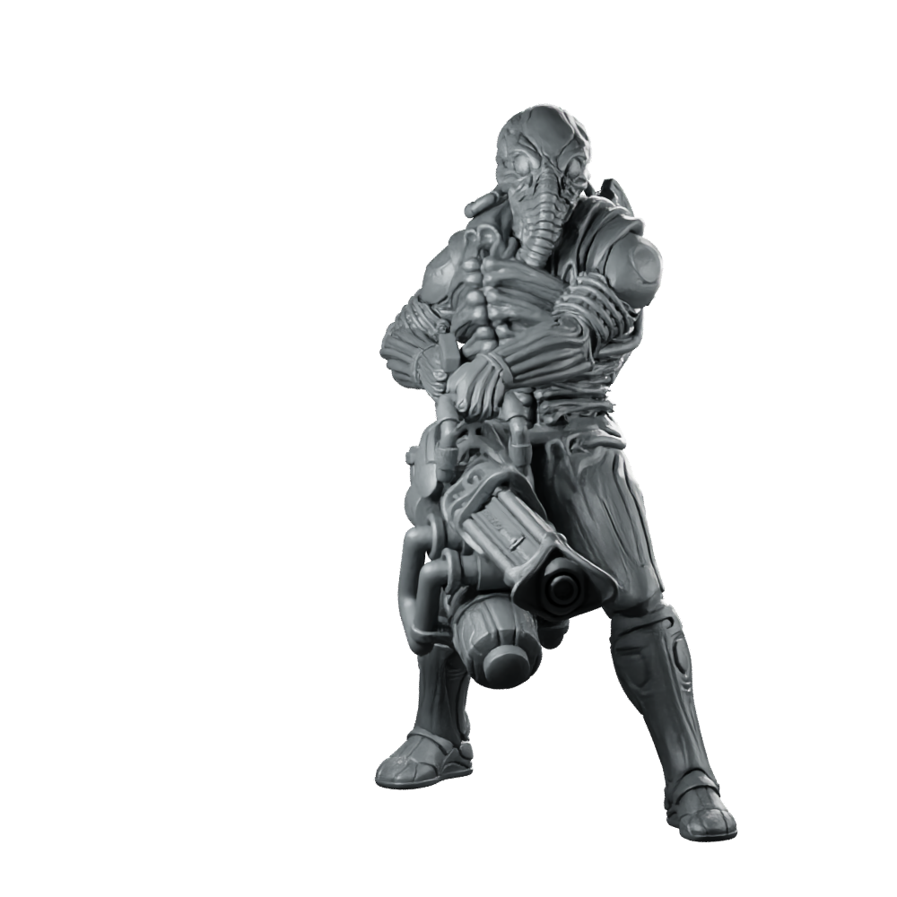 Omega Destroyer D Miniature Alien Heavy Gunner Sci-Fi Miniature 360 Spin 01