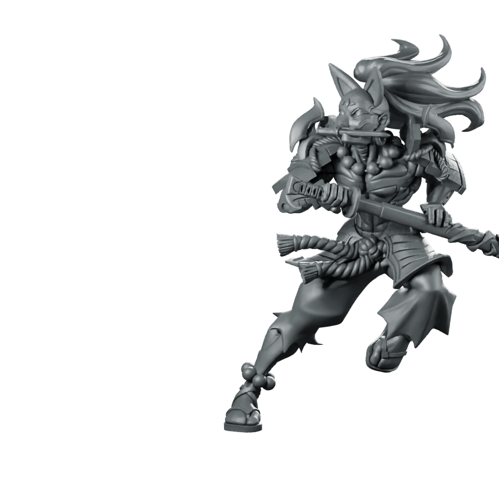 Fantasy Oni Samurai JRPG Miniature Demon Warrior Character - RN Estudio - We Print Miniatures