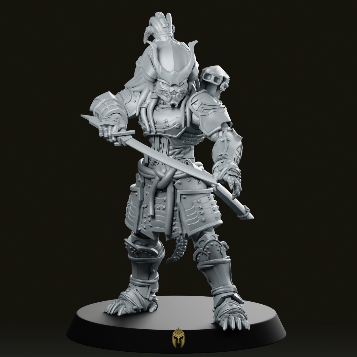 Oni Samurai Skull Hunter 1 Miniature - Papsikels Miniatures - We Print Miniatures