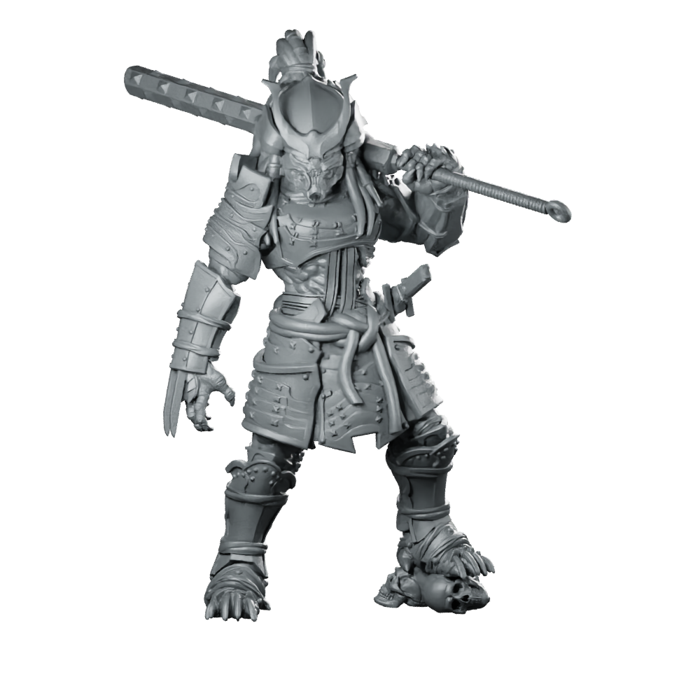 Oni Samurai Skull Hunter 2 Miniature Resin Sci-Fi Miniature 360 Spin 01