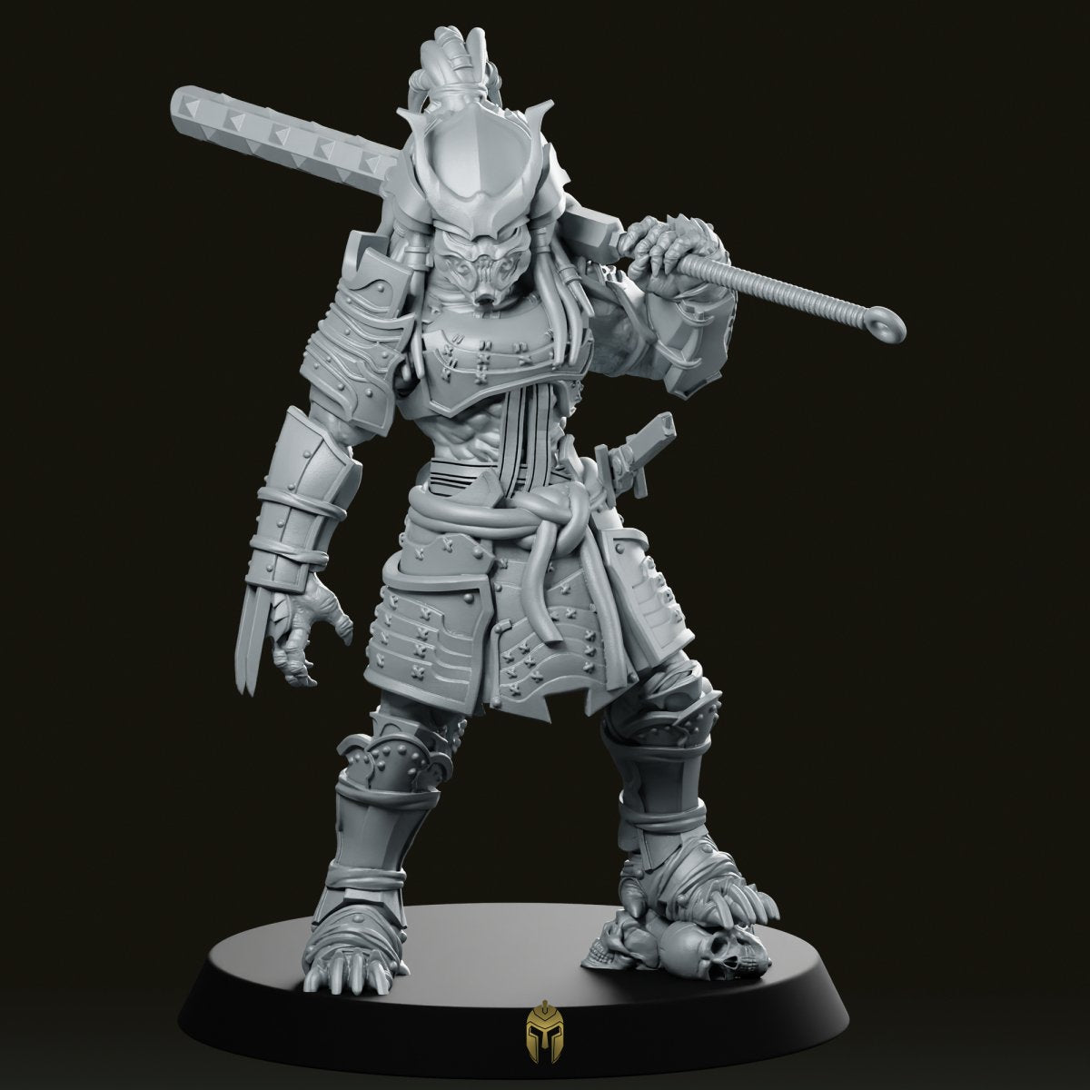 Oni Samurai Skull Hunter 2 Miniature - Papsikels Miniatures - We Print Miniatures