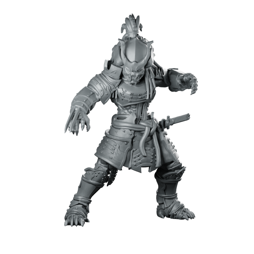 Oni Samurai Skull Hunter 3 Miniature Resin Alien Miniature 360 Spin 01