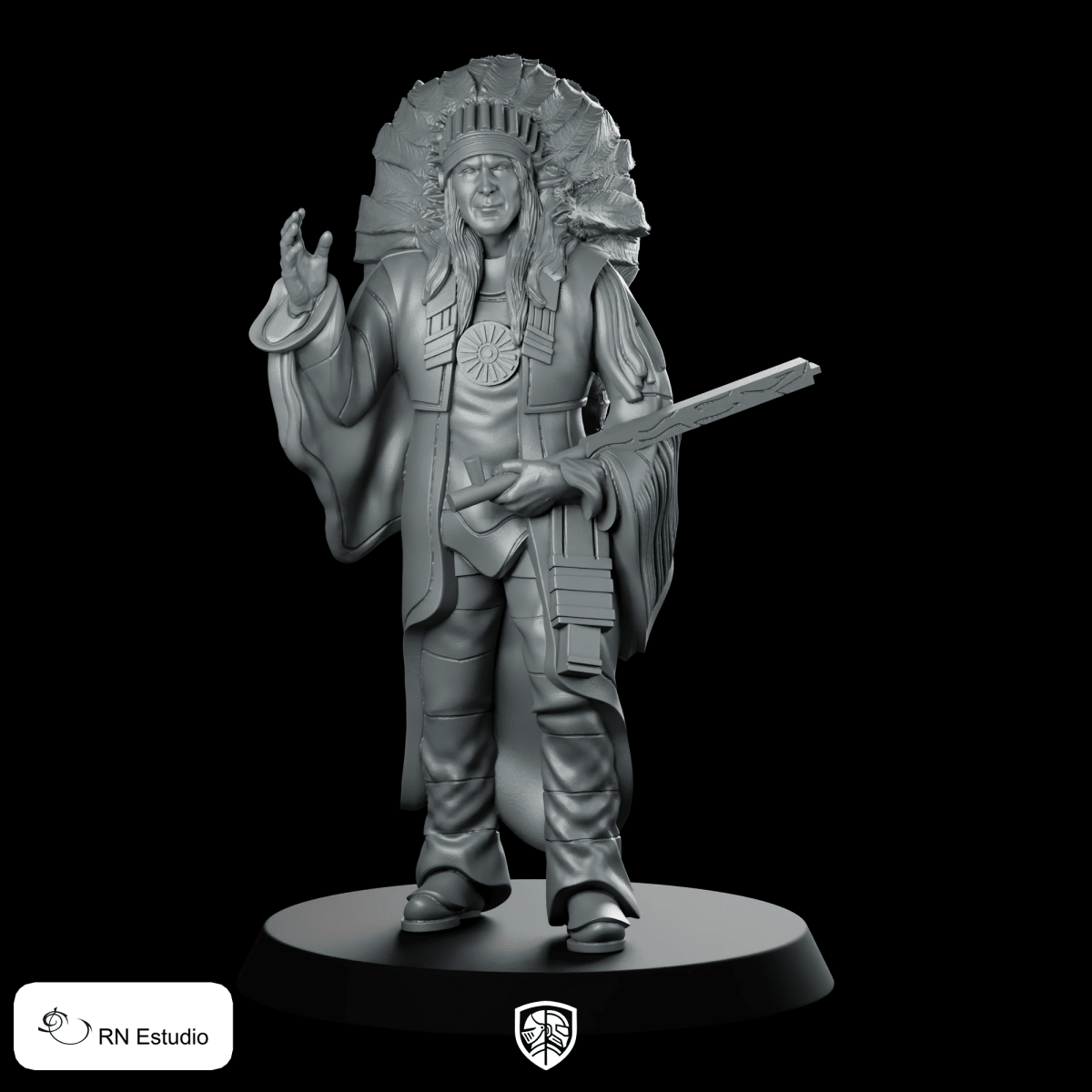 Opa Native American Indian Miniature Warrior Salute Chieftain - RN Estudio - We Print Miniatures