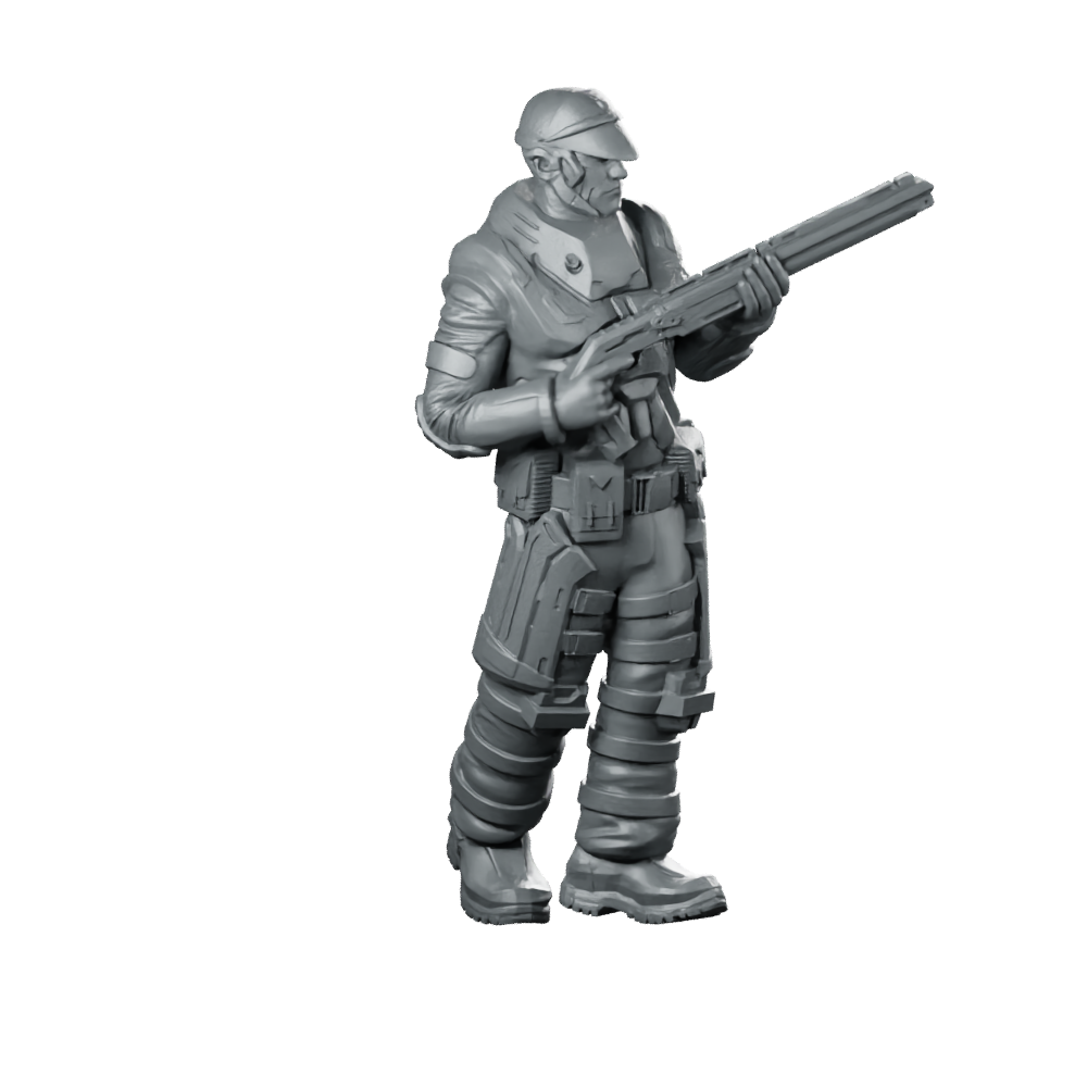 Operational Stuff 03 Cyberpunk Miniature Rebel Cop Operative Miniature 360 Spin 01
