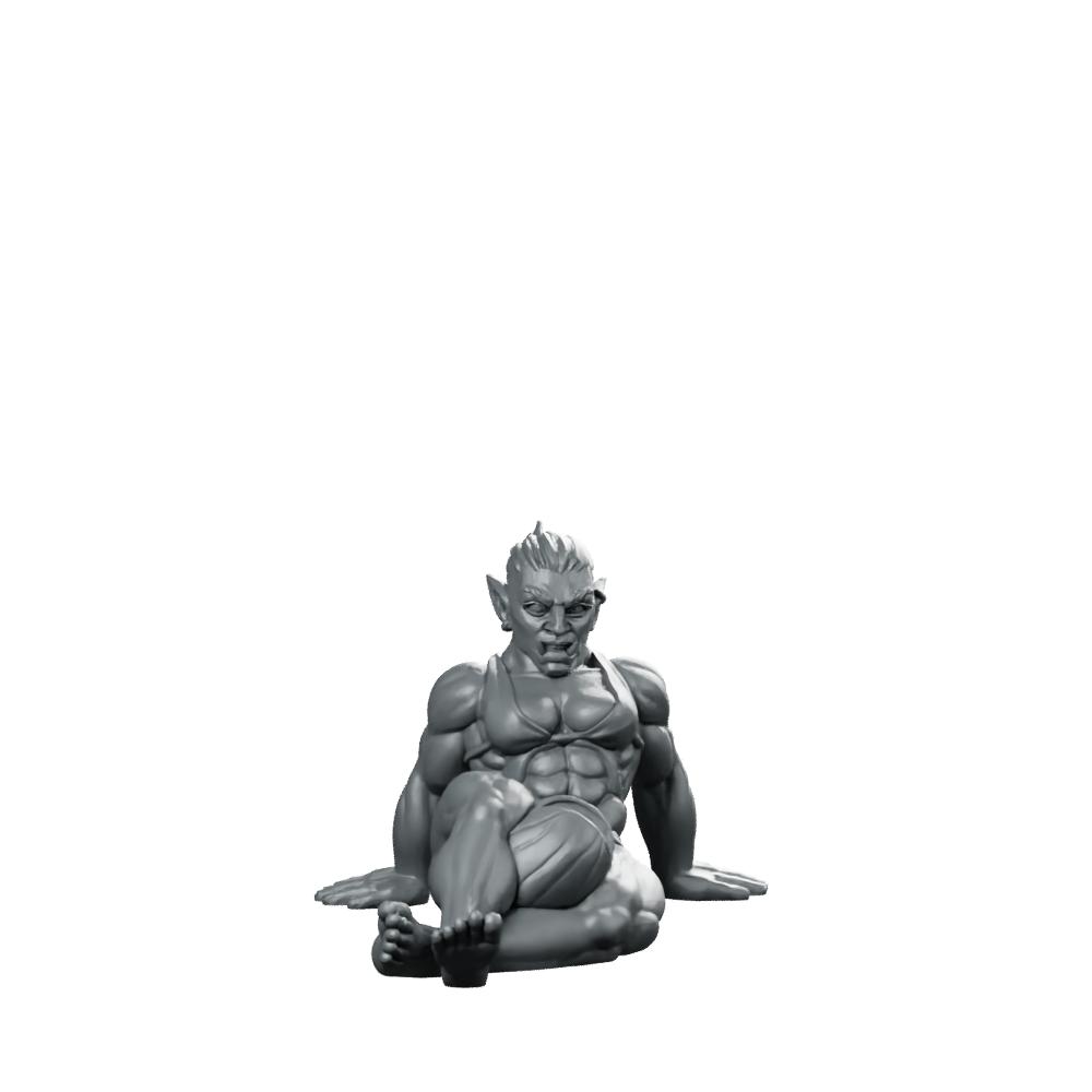 Orc Crushing Watermelon Fantasy Miniature Humorous NPC Resin Miniature 360 Spin 01