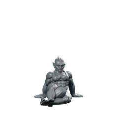 Orc Crushing Watermelon Fantasy Miniature Humorous NPC Resin Miniature 360 Spin 01