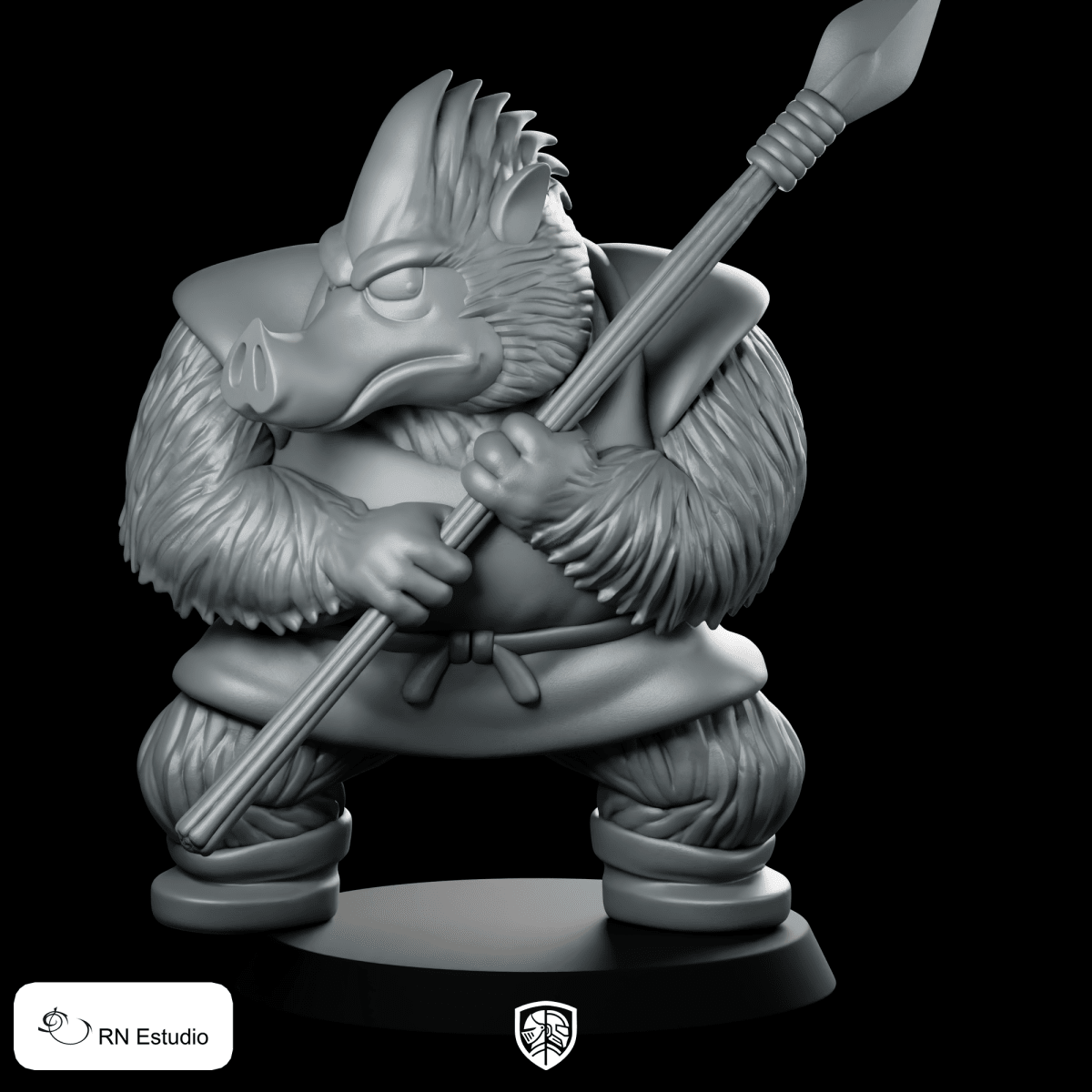 Orc DQ Miniature Boar Warrior Spear DnD - RN Estudio - We Print Miniatures