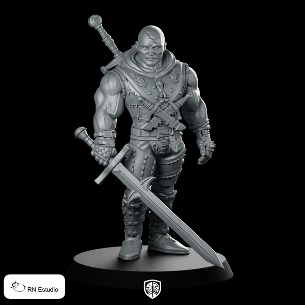 Orc Khramdor Fighter Miniature Dual Sword Warrior