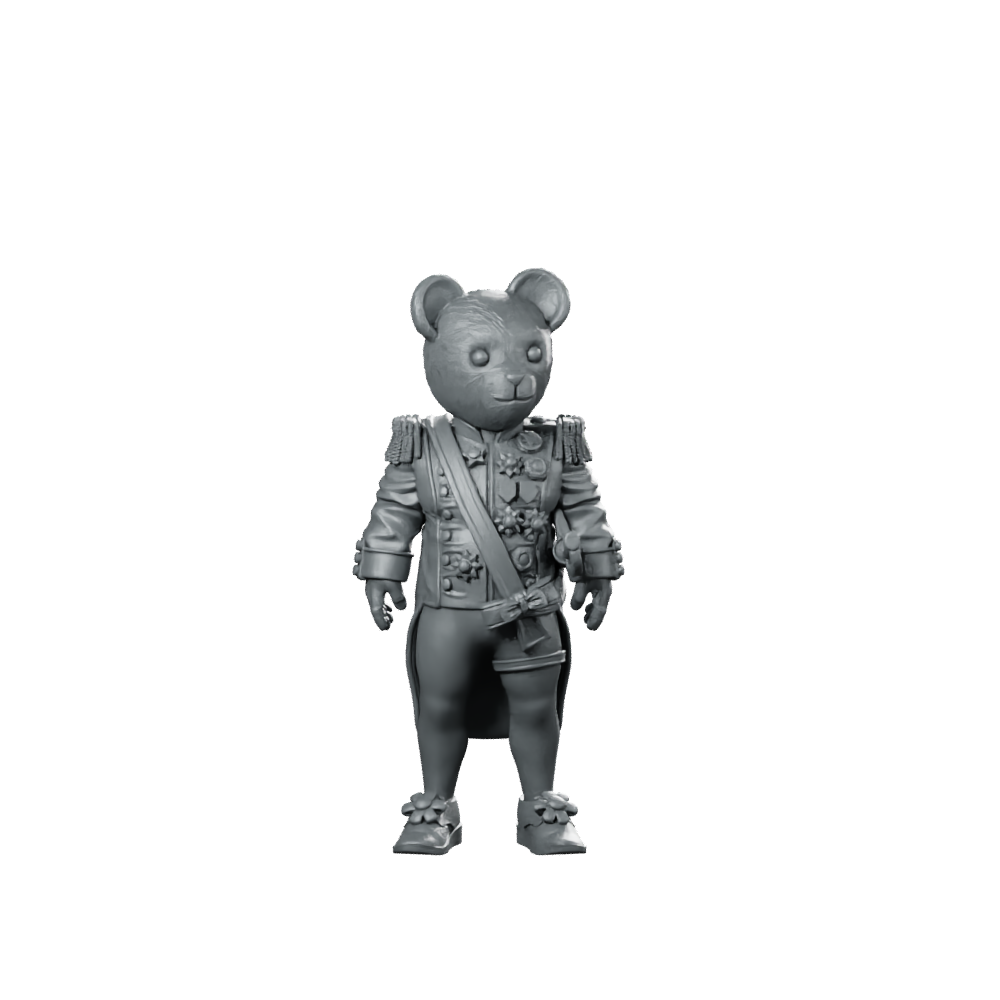 Organic Toy Bear Friend 2 Miniature Decorated Officer Miniature 360 Spin 01