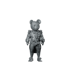 Organic Toy Bear Friend 2 Miniature Decorated Officer Miniature 360 Spin 01
