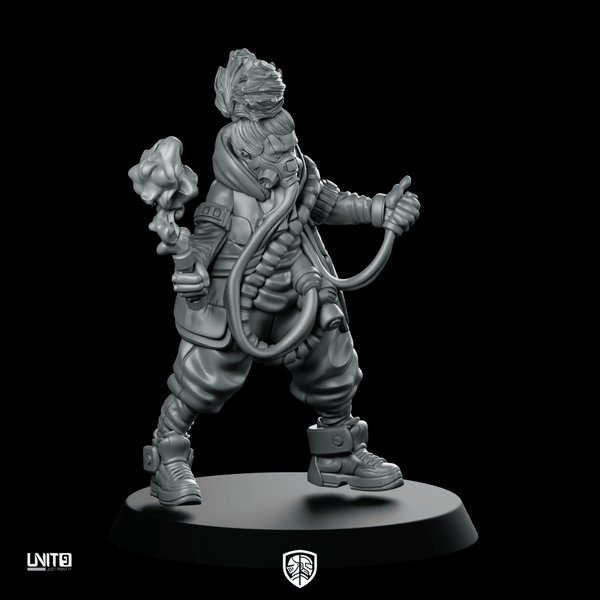 Orion Vex Pose 1 Cyberpunk Miniature Hacker - Unit9 - We Print Miniatures