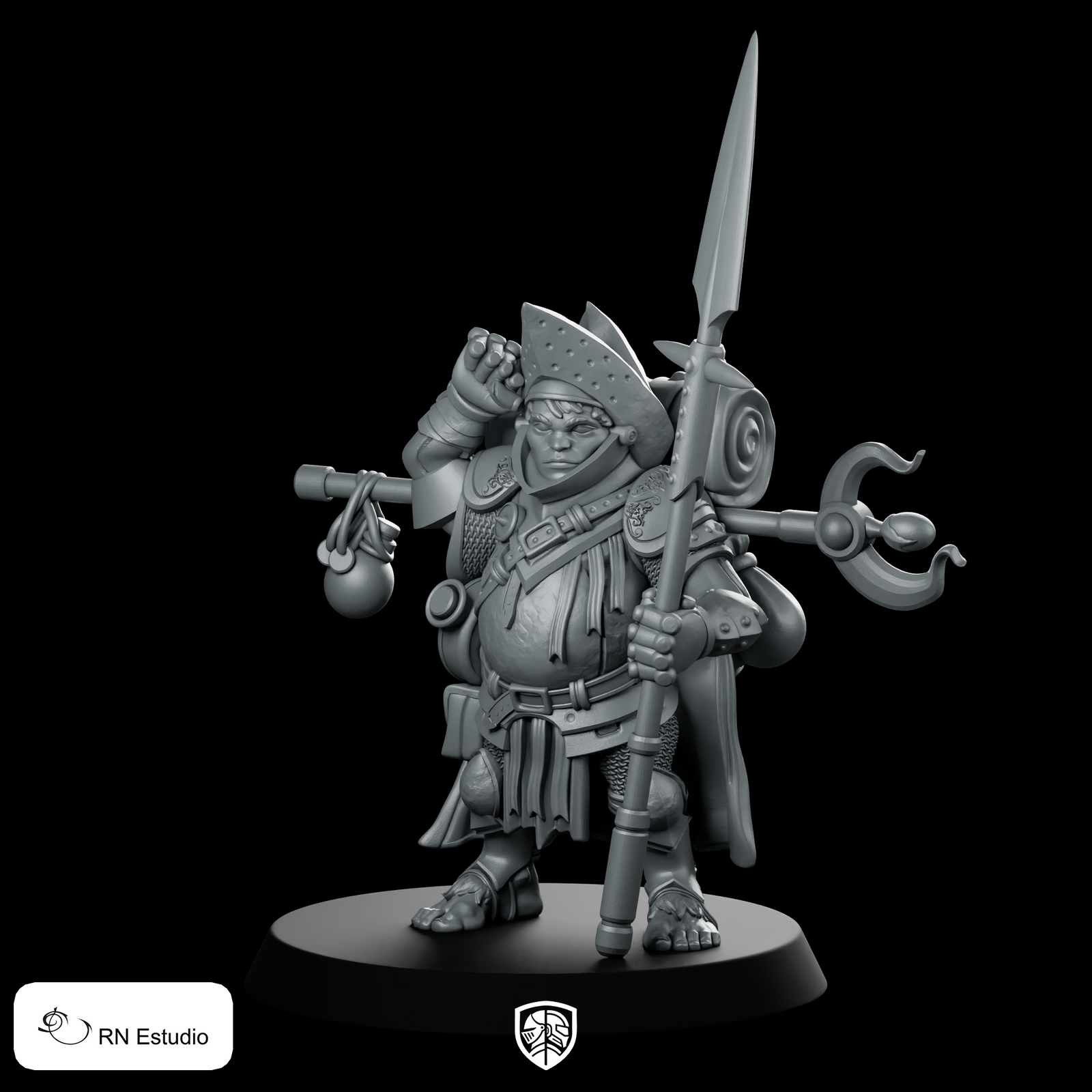 Orvyn Halfling Miniature Armoured Warrior RPG Tabletop
