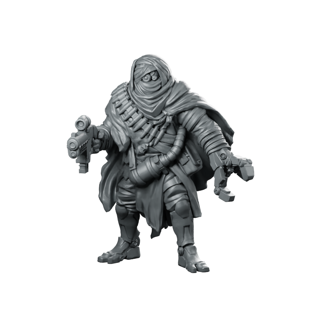 Outcast Ashwaste Ravager Miniature Cloaked Sci-Fi Raider Miniature 360 Spin 01