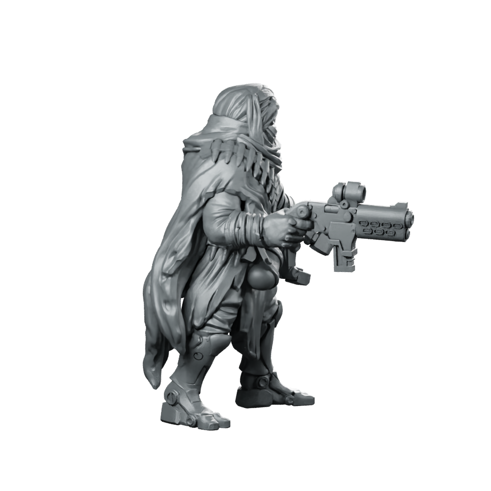 Outcast Ashwaste Ravager Miniature Cloaked Sci-Fi Raider Miniature 360 Spin 03