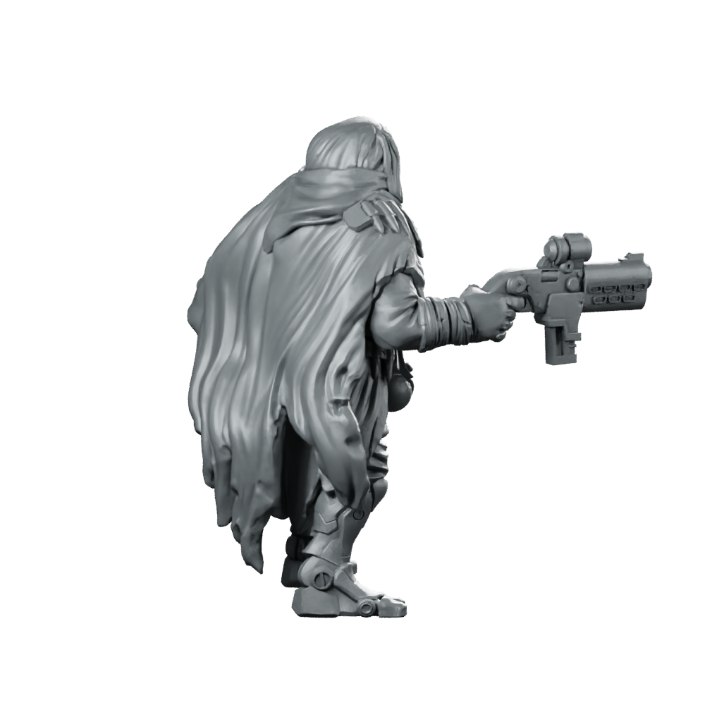 Outcast Ashwaste Ravager Miniature Cloaked Sci-Fi Raider Miniature 360 Spin 04