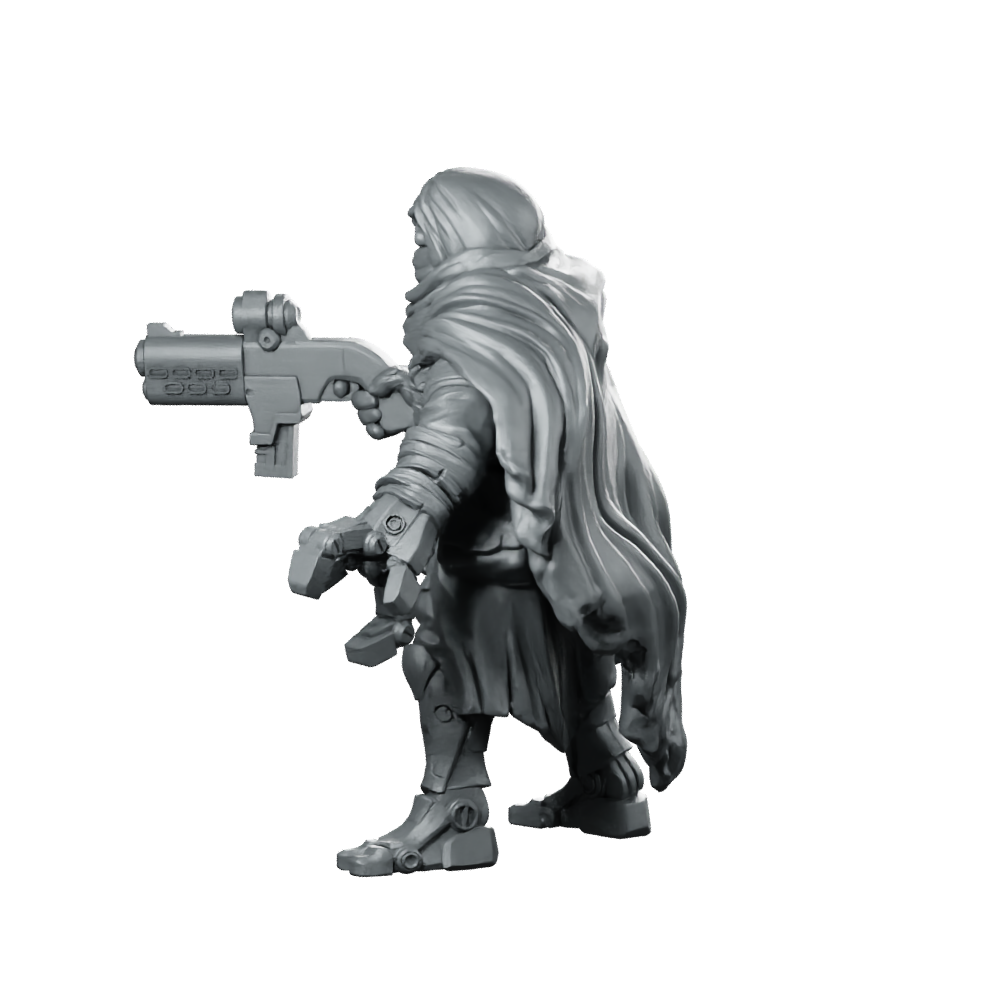Outcast Ashwaste Ravager Miniature Cloaked Sci-Fi Raider Miniature 360 Spin 07