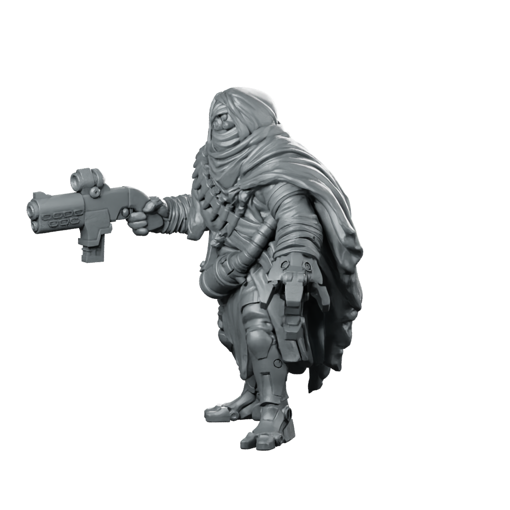 Outcast Ashwaste Ravager Miniature Cloaked Sci-Fi Raider Miniature 360 Spin 08