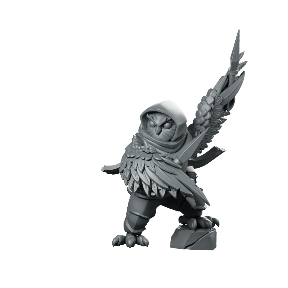 Owlfolk Rogue Miniature Hooded Dagger Stealthy Fantasy Miniature 360 Spin 01