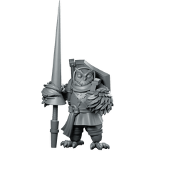 Owlfolk Squire Miniature Armored Spear Shield Character - CastNPlay - We Print Miniatures