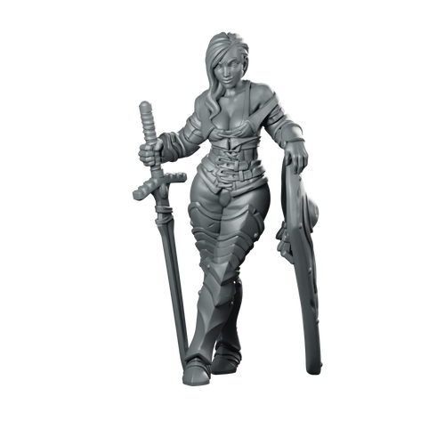 Pinup Knight Miniature Shieldmaiden Warrior Miniature 360 Spin 01